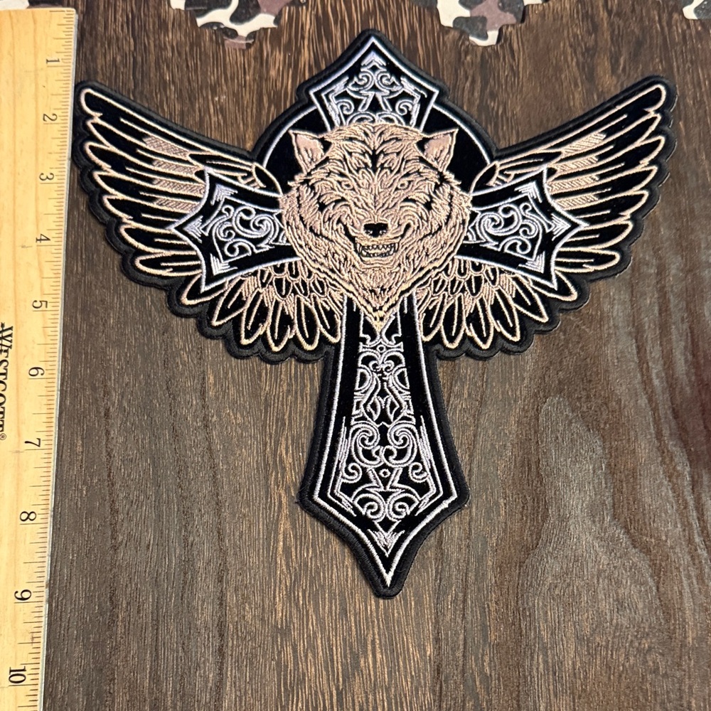 Patch Wolf Cross Embroidered Patch - image 1